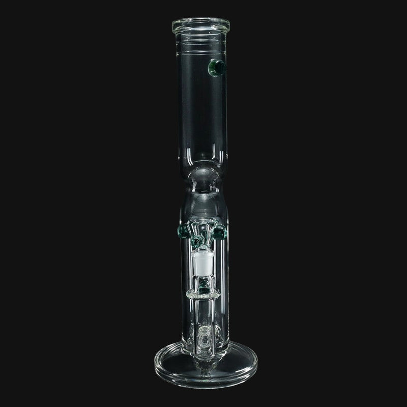 710 Pipes Smoke Shop clear glass Zombie Hand stemline bong with green accents and drop down design