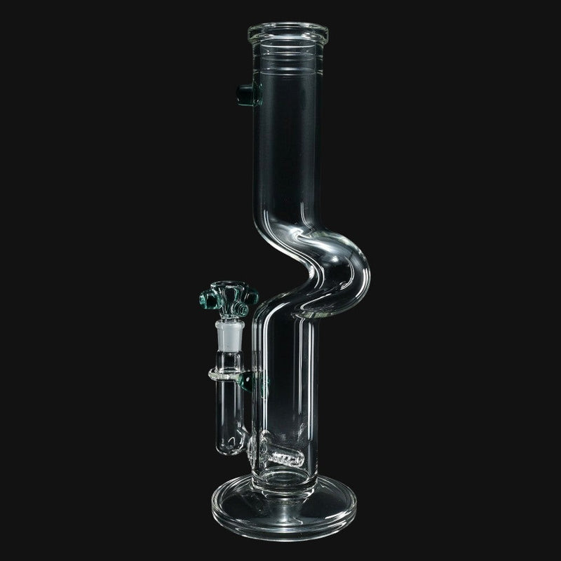710 Pipes Smoke Shop clear glass Zombie Hand stemline water pipe with a unique drop neck design and glass bowl.