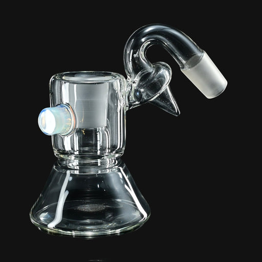 710 Pipes Smoke Shop Zombie Hands 18mm clear glass dry catcher with a curved joint.