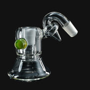 710 Pipes Smoke Shop Zombie Hands 18mm clear glass dry catcher with green accent and curved joint design.