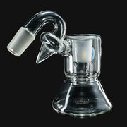 710 Pipes Smoke Shop Zombie Hands 18mm clear glass dry catcher with a curved joint and flared base design.