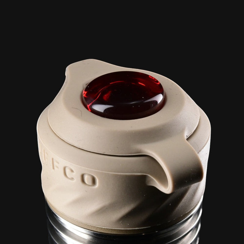 710 Pipes Smoke Shop Zombie Hands Studios Peak Pro oculus cap in tan silicone with a deep red glass accent.