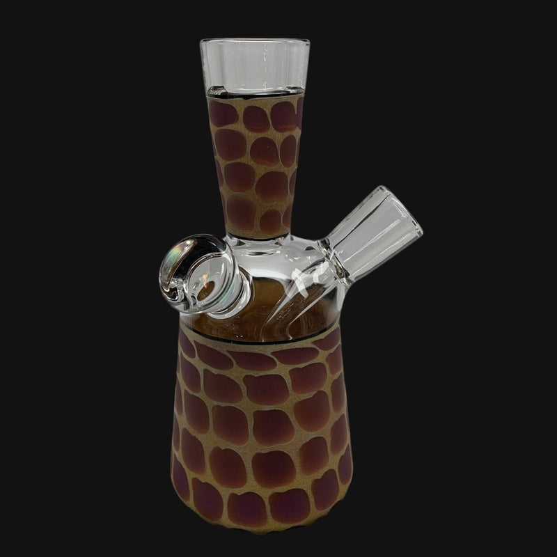 710 Pipes Smoke Shop Robertson Zoo-Tube Rig with giraffe pattern, clear glass, 6 inches tall, 10mm joint.