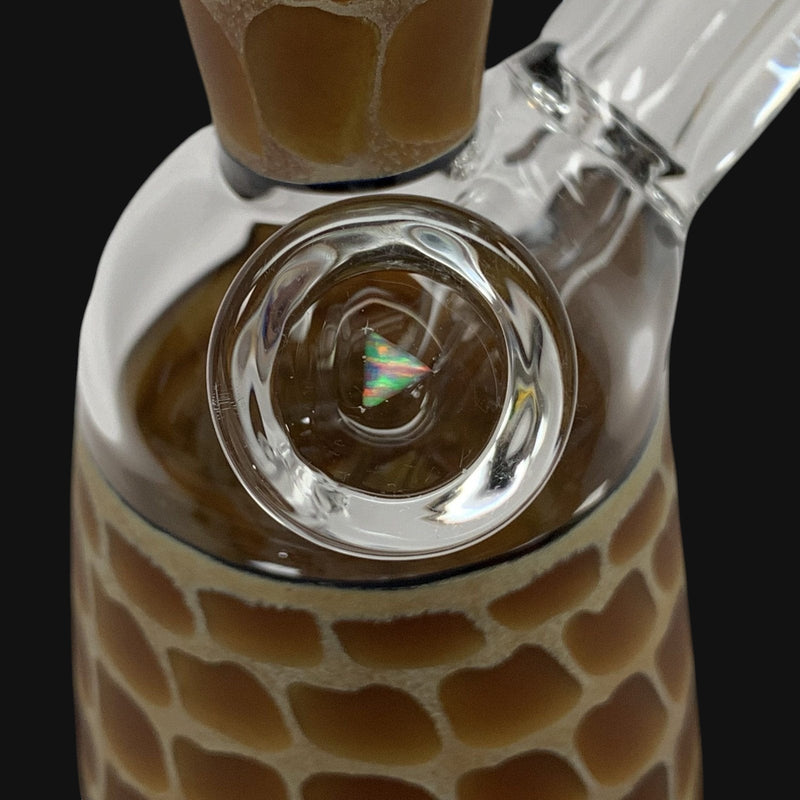 710 Pipes Smoke Shop Robertson Zoo-Tube Rig with giraffe pattern and iridescent opal inlay.