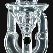 710 Pipes Smoke Shop AF Clear Floater Recycler #4, 7-inch tall glass water pipe with 10mm joint and dark green swirl marble.