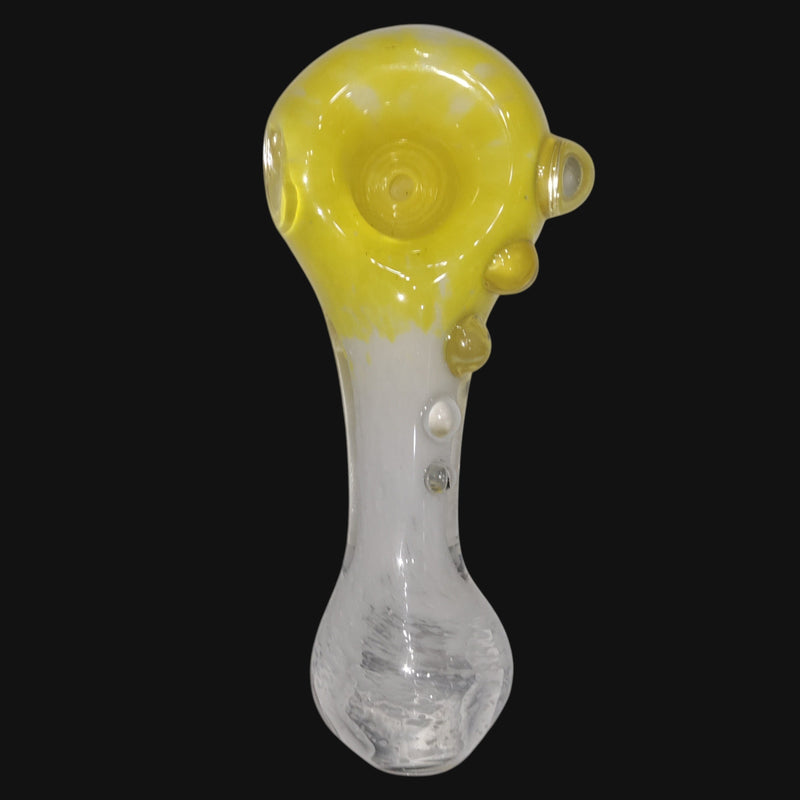 yellow and clear glass spoon pipe with a deep bowl for sharing