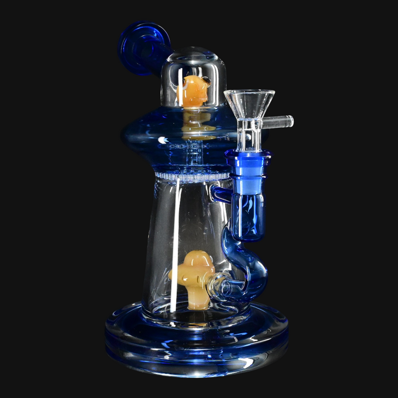 Alien Space Ship Water Pipe 7.7" blue