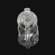 710 Pipes Smoke Shop BKG X Skoeet 5-inch clear glass spray can recycler with 14mm joint, top view