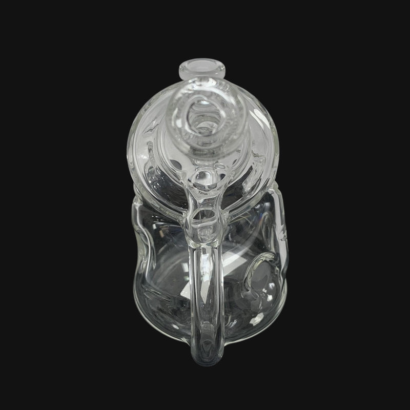 710 Pipes Smoke Shop BKG X Skoeet 5-inch clear glass spray can recycler with 14mm joint, top view
