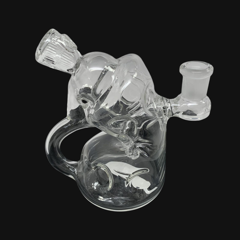 710 Pipes Smoke Shop BKG X Skoeet 5-inch clear glass spray can recycler dab rig with a 14mm joint
