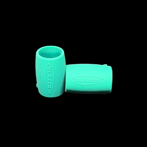 Side view of green Blazer silicone nozzle guard.