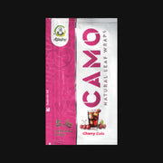 710 Pipes Smoke Shop Camo Natural Leaf Wraps in Cherry Cola flavor, a tobacco-free chamomile and mate blunt wrap pack.