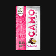 710 Pipes Smoke Shop Camo Natural Leaf Wraps in Passion Fruit flavor, tobacco-free chamomile and mate blunt wraps.