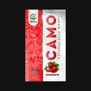 710 Pipes Smoke Shop Camo Strawberry natural leaf wraps made from chamomile and mate in a 5-pack resealable pouch.