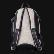 Dime Bags Classic backpack in tan hempster fabric, showing the back view with adjustable straps.