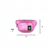Dime Bags Party Pack in disco pink holographic material with dimensions and velcro label