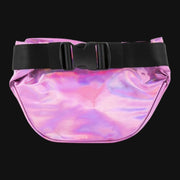 Dime Bags Party Pack fanny pack in holographic disco pink with a black adjustable waist strap.