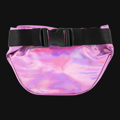 Dime Bags Party Pack fanny pack in holographic disco pink with a black adjustable waist strap.