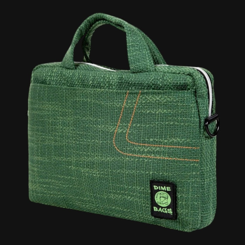 Dime Bags green hempster laptop bag with top handles and durable stitching
