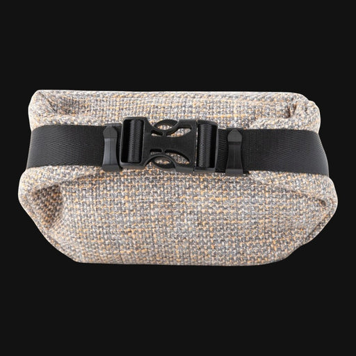 710 Pipes Smoke Shop Dime Bags Stash Pack in beige textured Hempster fabric with an adjustable black waist strap.