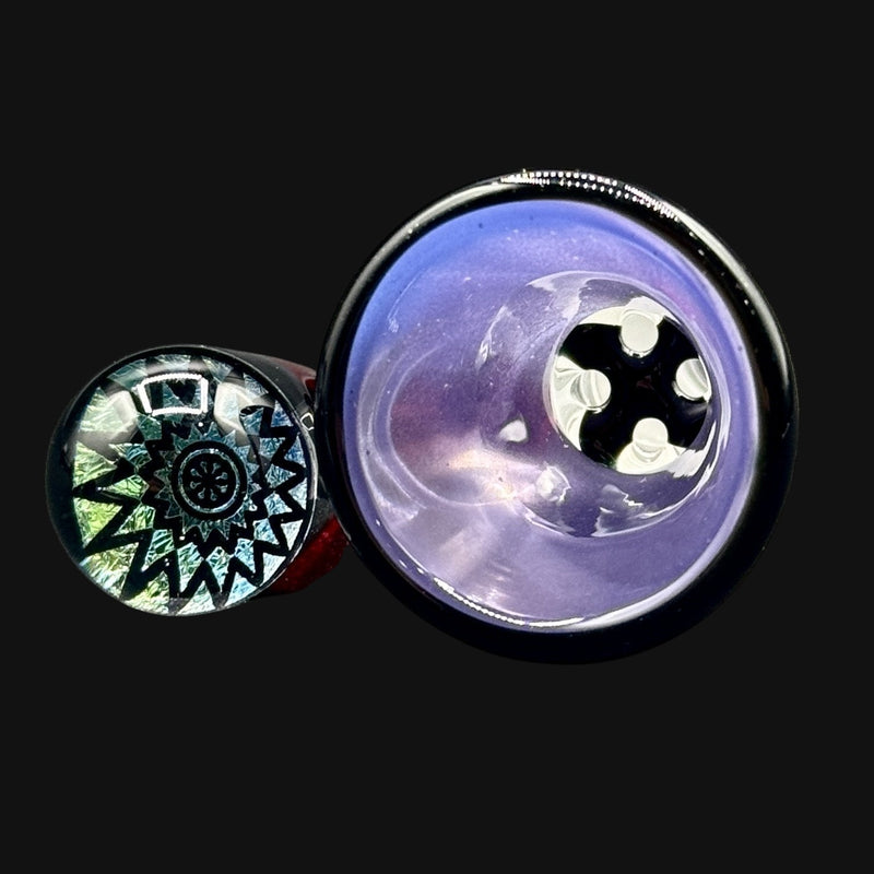 Zombie Hand 14mm Bowl w/ Dichro Spike-Neo Opal/Wild Berry & Pomegranate