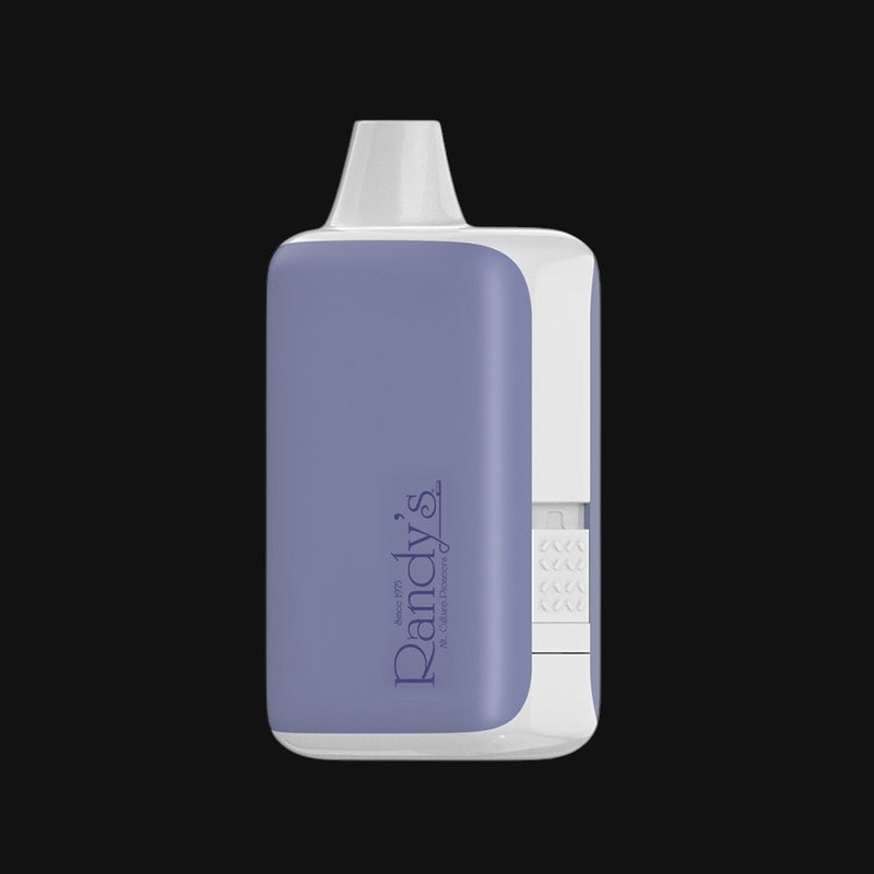 Randy's Inspo XL 510 battery in purple and white from 710 Pipes Smoke Shop, featuring an ergonomic design.
