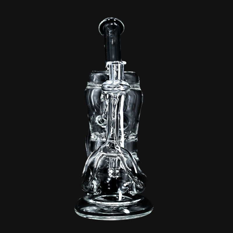 710 Pipes Smoke Shop Jude Schlenker Blooper Incycler glass rig with 10mm joint on a black background