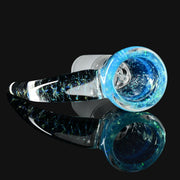 710 Pipes Smoke Shop Kadabra 14mm glass slide bowl featuring Meta Cropal blue and iridescent glitter accents.