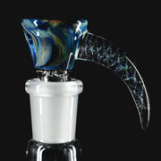 710 Pipes Smoke Shop Kadabra 14mm glass bowl slide in Midnight Lagoon with a blue swirl pattern and textured handle.