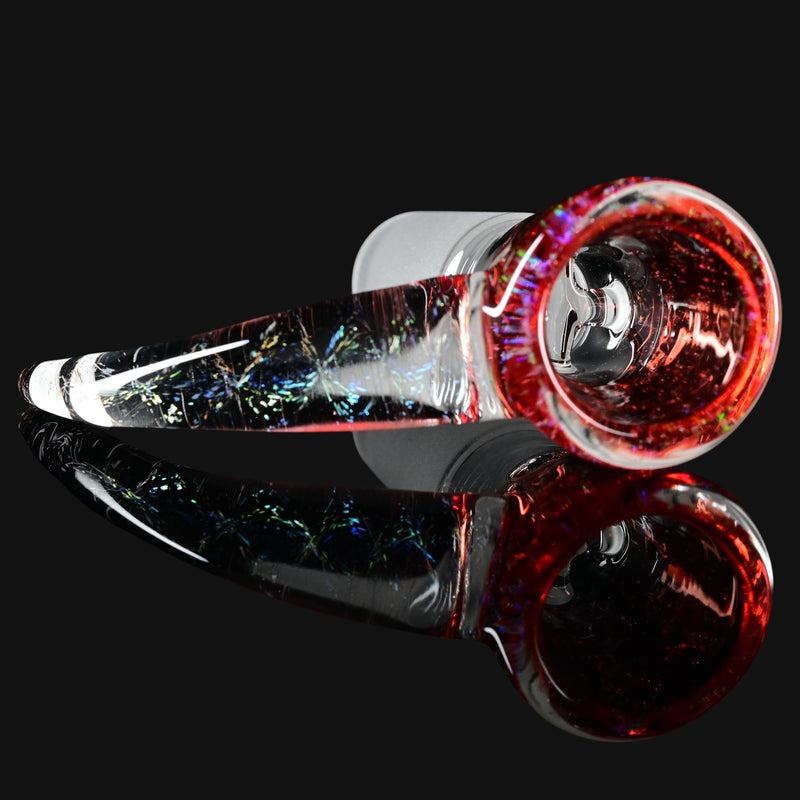 710 Pipes Smoke Shop Kadabra 14mm glass slide in Ruby Slipper Cropal with iridescent glitter and red accents