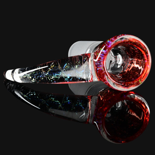 710 Pipes Smoke Shop Kadabra 14mm glass slide in Ruby Slipper Cropal with iridescent glitter and red accents
