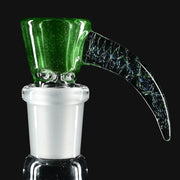 Side view of Kadabra 14mm Slide bowl in the color of Green Stardust  for smoking