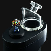 710 Pipes Smoke Shop full color Kadabra Dr. Dabber Switch2 Milli glass joystick carb cap with colorful patterned head and clear stem.