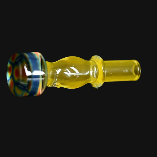 710 Pipes Smoke Shop full color Kadabra Dr. Dabber Switch2 Milli glass joystick carb cap with colorful patterned head and clear stem.