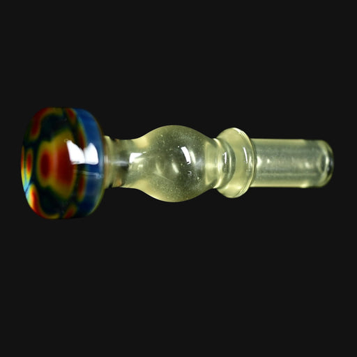 710 Pipes Smoke Shop full color Kadabra Dr. Dabber Switch2 Milli glass joystick carb cap with colorful patterned head and clear stem.