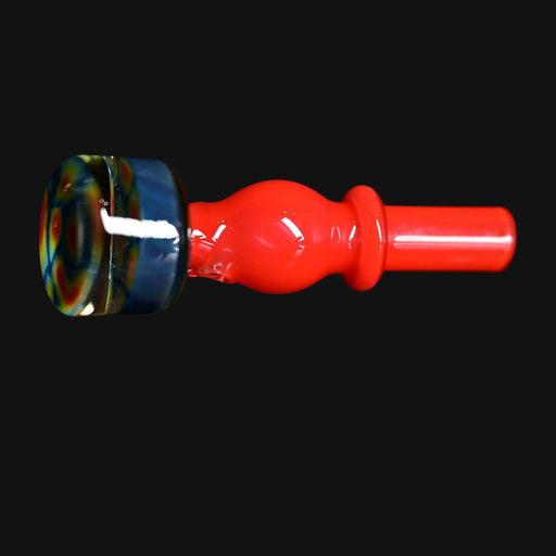 710 Pipes Smoke Shop full color Kadabra Dr. Dabber Switch2 Milli glass joystick carb cap with colorful patterned head and clear stem.
