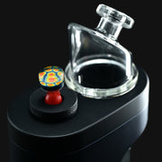 710 Pipes Smoke Shop full color Kadabra Dr. Dabber Switch2 Milli glass joystick carb cap with colorful patterned head and clear stem.