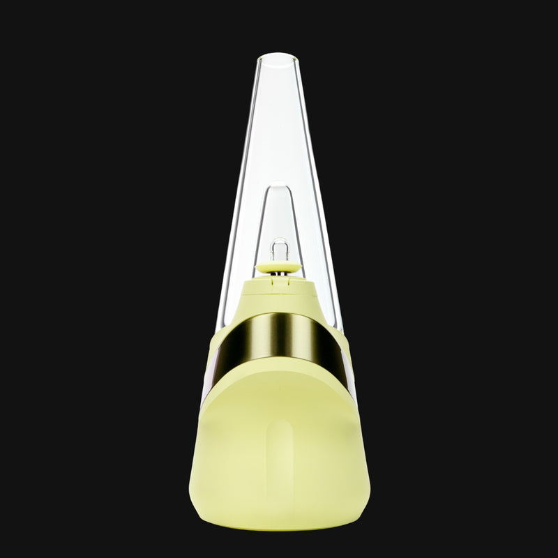 Limited Edition Puffco Peak Zest vaporizer in pale yellow from 710 Pipes Smoke Shop with clear glass attachment