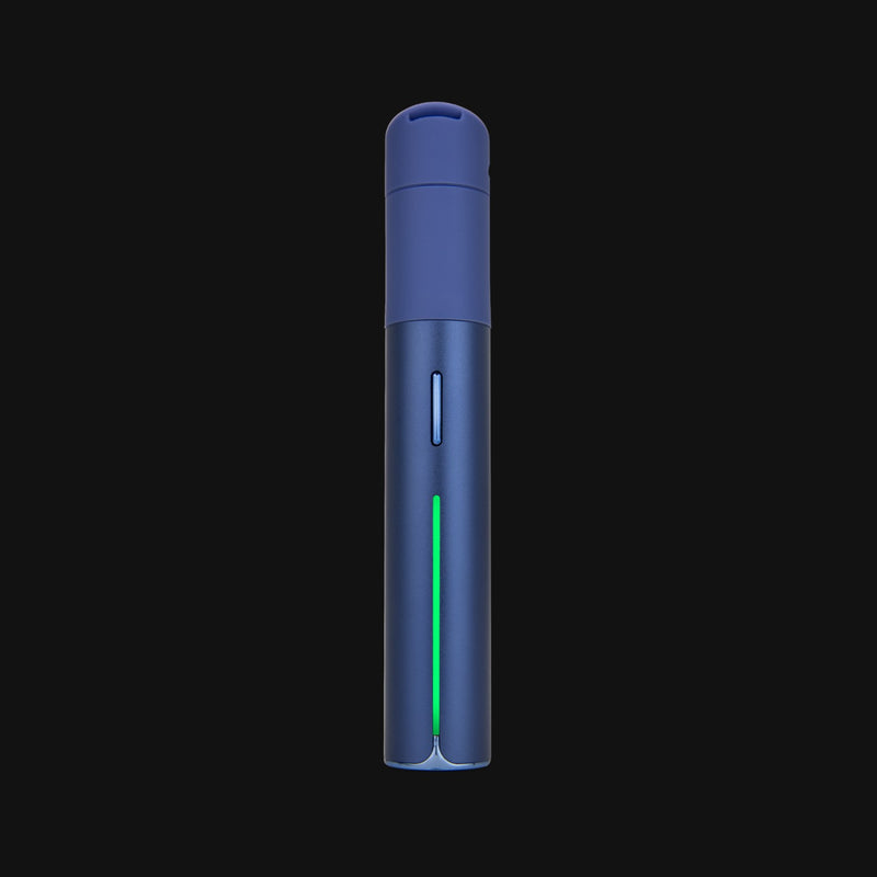 710 Pipes Smoke Shop Limited Edition Puffco Pivot vaporizer in sapphire blue with a glowing green LED indicator light