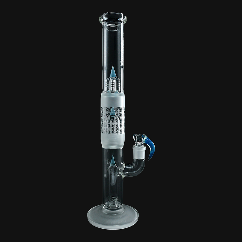 MGDSN MA Fixed Stem 180 to Mini Grid Dome w/ Splash Guard 44mm Neck 50mm Can Frosted Foot & Cold Worked Can - Blue Stardust x Star White