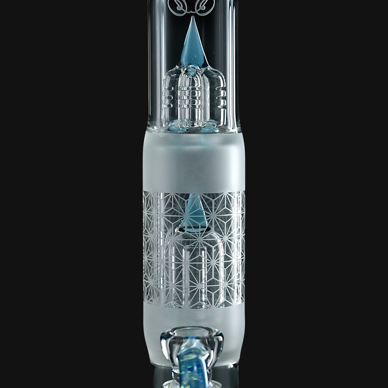 MGDSN MA Fixed Stem 180 to Mini Grid Dome w/ Splash Guard 44mm Neck 50mm Can Frosted Foot & Cold Worked Can - Blue Stardust x Star White