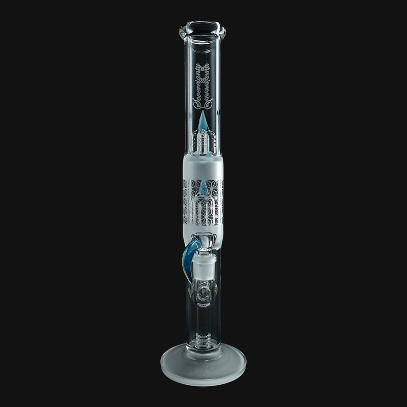 MGDSN MA Fixed Stem 180 to Mini Grid Dome w/ Splash Guard 44mm Neck 50mm Can Frosted Foot & Cold Worked Can - Blue Stardust x Star White