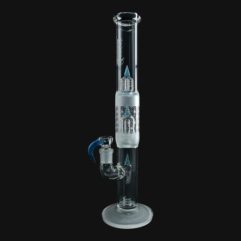 MGDSN MA Fixed Stem 180 to Mini Grid Dome w/ Splash Guard 44mm Neck 50mm Can Frosted Foot & Cold Worked Can - Blue Stardust x Star White