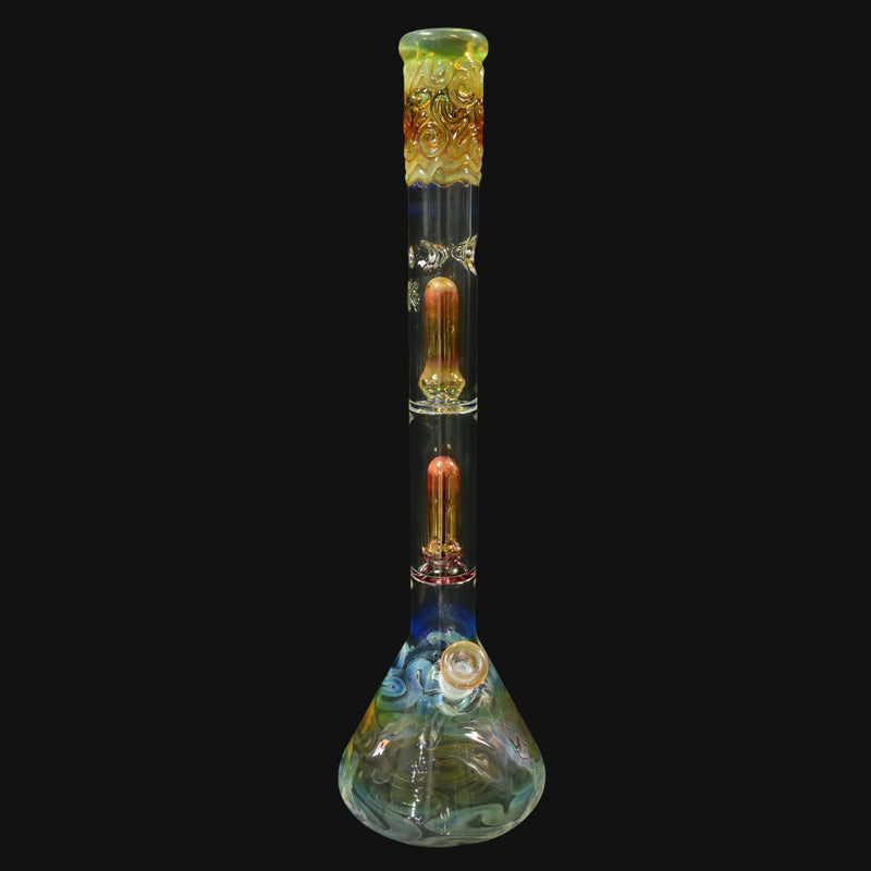 Mary Jane 50x5 Gold/Silver Fume Double Perc Beaker #1