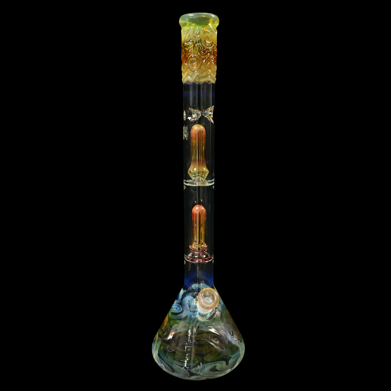 Mary Jane 50x5 Gold/Silver Fume Double Perc Beaker #1