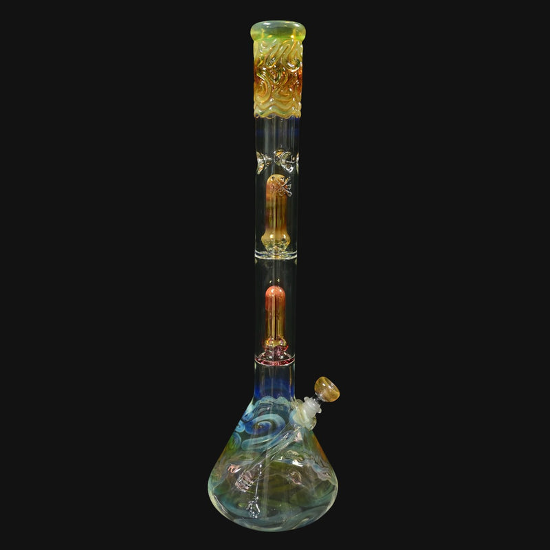 Mary Jane 50x5 Gold/Silver Fume Double Perc Beaker #1
