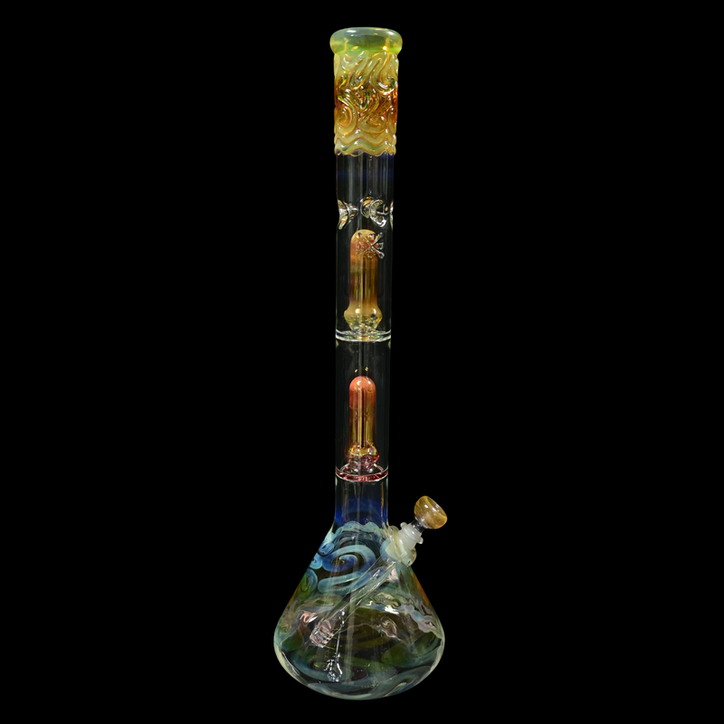 Mary Jane 50x5 Gold/Silver Fume Double Perc Beaker #1