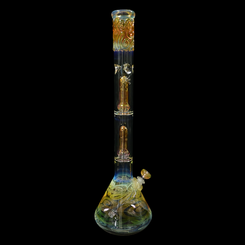 Mary Jane 50x5 Gold/Silver Fume Double Perc Beaker #2