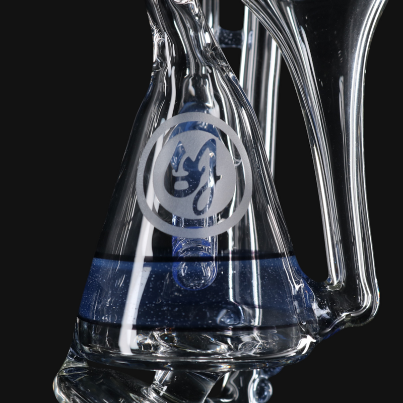 OJ Flame Puffco Peak Beaker Recycler - Blue close up