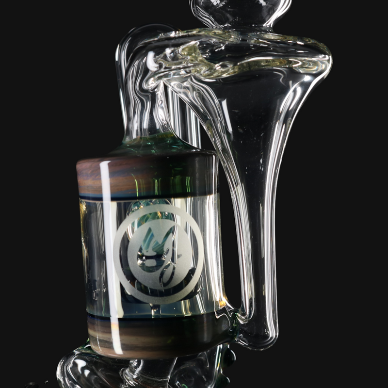 OJ Flame Puffco Peak Cylinder Recycler - Dragon's Eye close up of perc